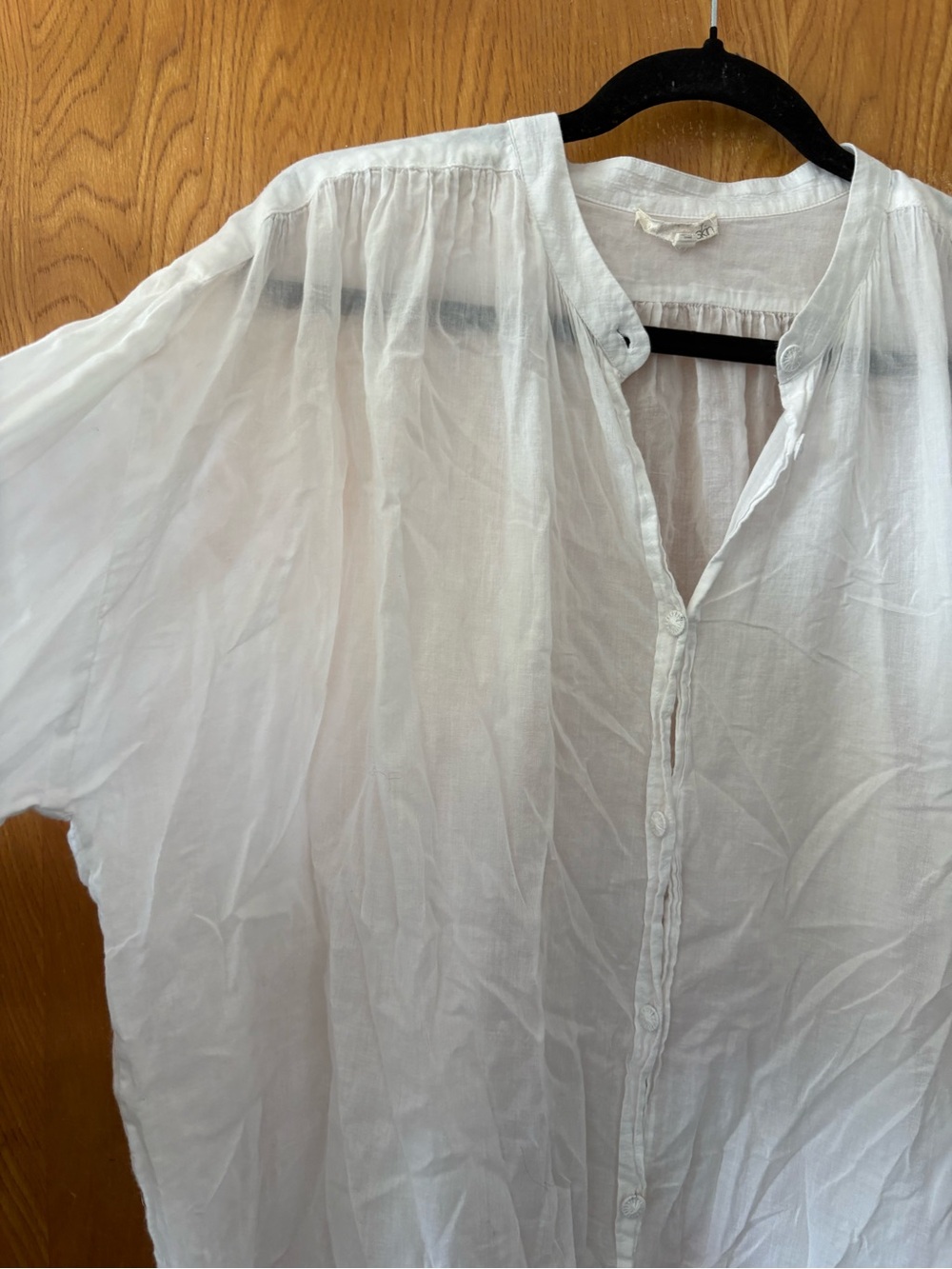 Skin Lightweight sheer White Button-Front Shirt blouse Size 1 Medium - Picture 4 of 10